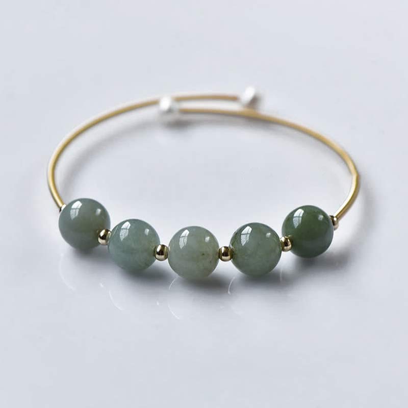 Brazalete de bendición de suerte de abundancia de jade con Buddha Stones