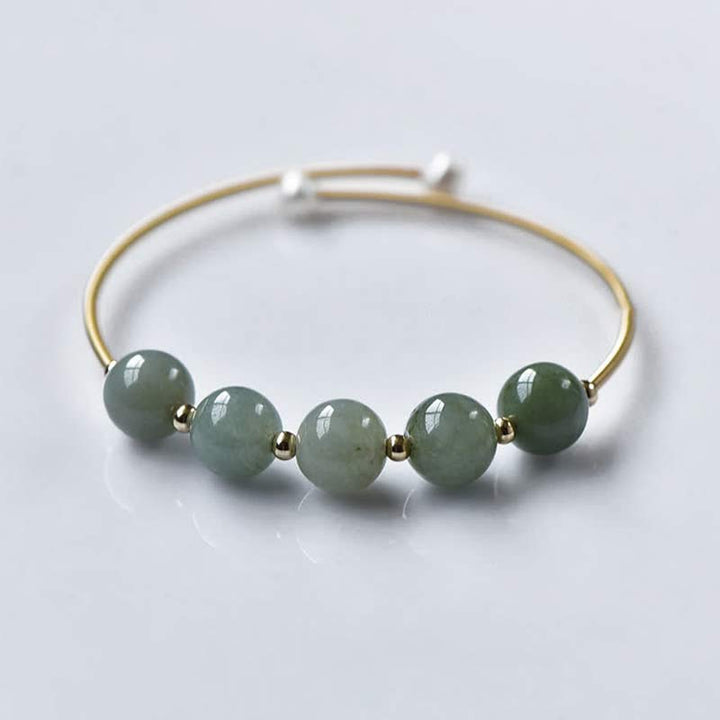 Brazalete de bendición de suerte de abundancia de jade con Buddha Stones