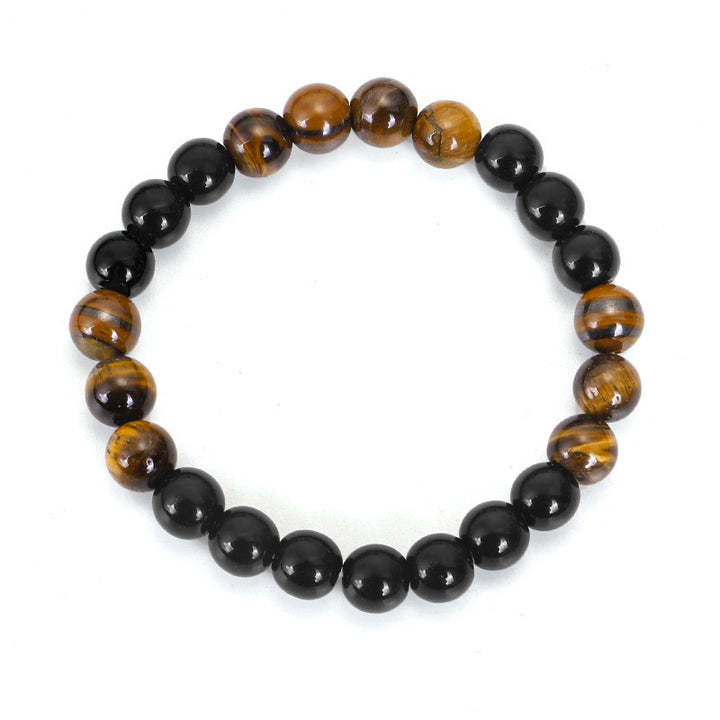 Juego de collar de protección de ojo de tigre de ónix negro tibetano con Buddha Stones