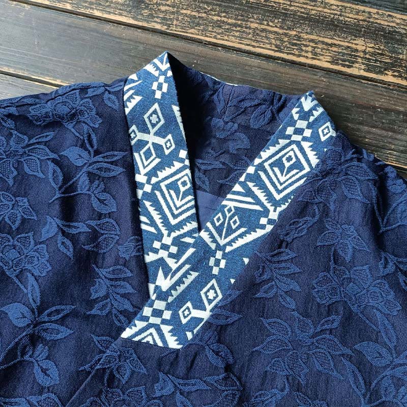 Chaqueta de manga larga con cuello en V y jacquard floral con Buddha Stones