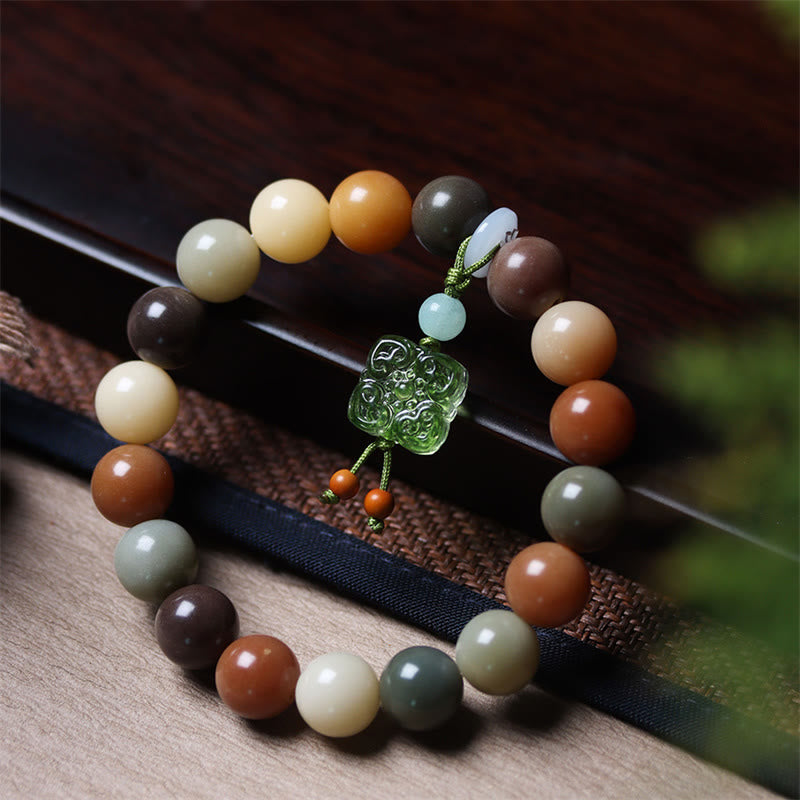 Pulsera de la paz con dije de cristal Liuli, semilla de Bodhi, gradiente multicolor Natural, Buddha Stones