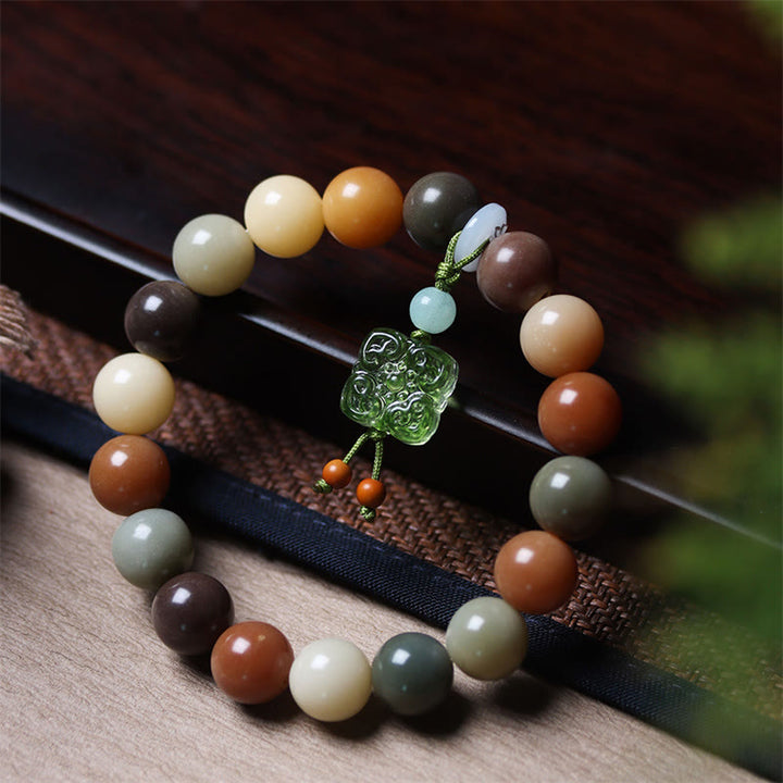 Pulsera de la paz con dije de cristal Liuli, semilla de Bodhi, gradiente multicolor Natural, Buddha Stones