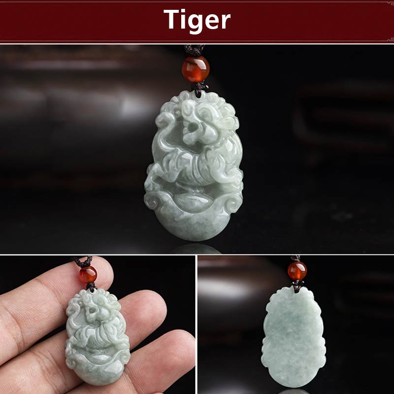 Collar con colgante de éxito del zodiaco chino con Buddha Stones de jade natural 12 - image 9