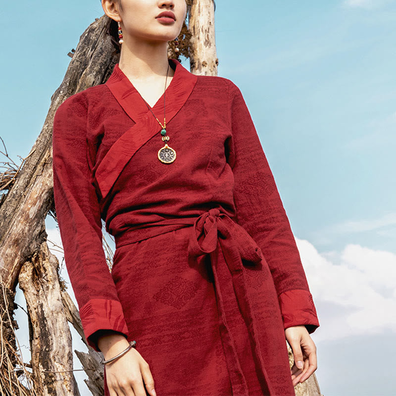 Vestido tibetano con Buddha Stones, vestido largo de Lhasa, vestido largo, ropa de mujer