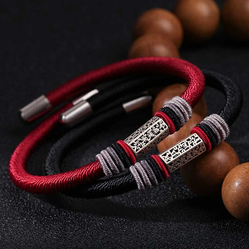 Pulsera de hilo rojo de la paz de Om Mani Padme Hum de plata de ley 925 con Buddha Stones