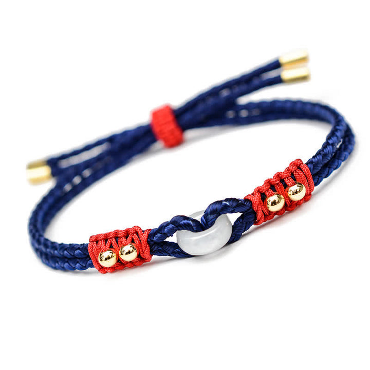 Pulsera de hilo de riqueza de abundancia de jade con hebilla de paz redonda con Buddha Stones