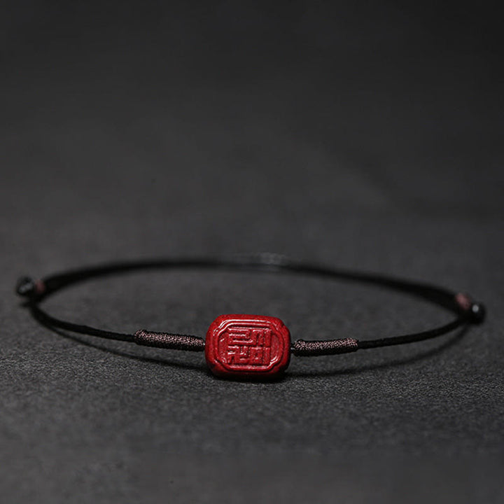 Pulsera trenzada hecha a mano con Buddha Stones, flor de ciruelo, trébol de cuatro hojas, PiXiu, loto, pez Koi, cinabrio