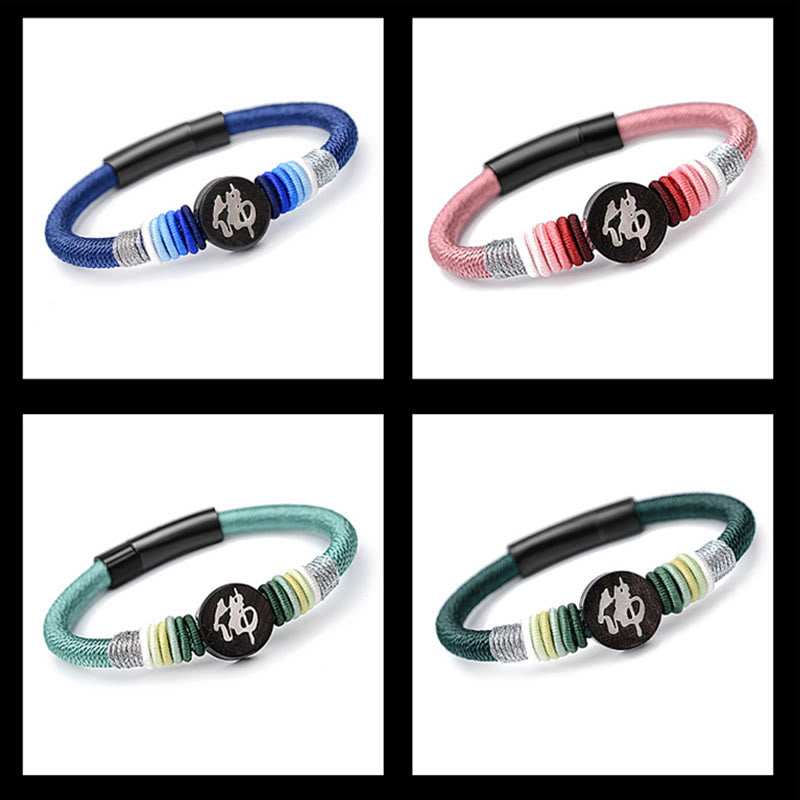 Pulsera de cuerda hecha a mano de ébano con personaje de Buda de Buddha Stones