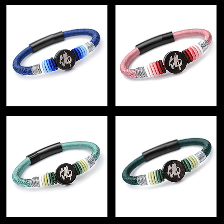 Pulsera de cuerda hecha a mano de ébano con personaje de Buda de Buddha Stones