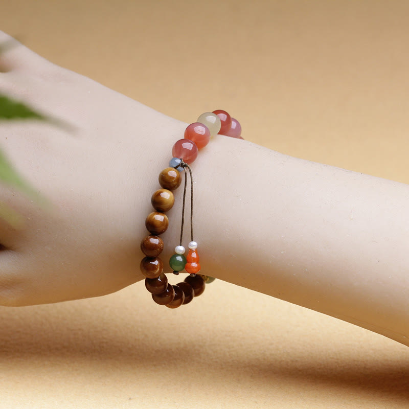 Pulsera de protección de la riqueza de jade hetiano de ágata Yanyuan con semillas de Kuka y Buddha Stones