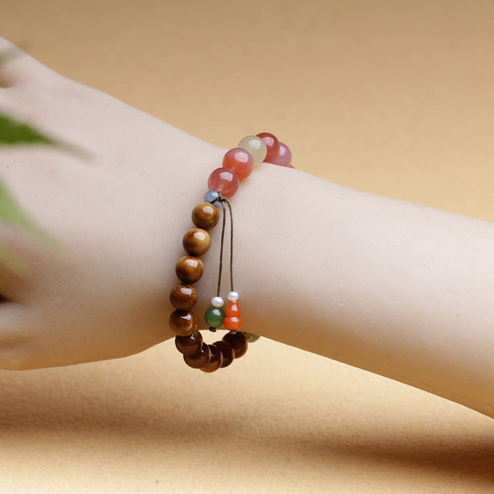 Pulsera de protección de la riqueza de jade hetiano de ágata Yanyuan con semillas de Kuka y Buddha Stones