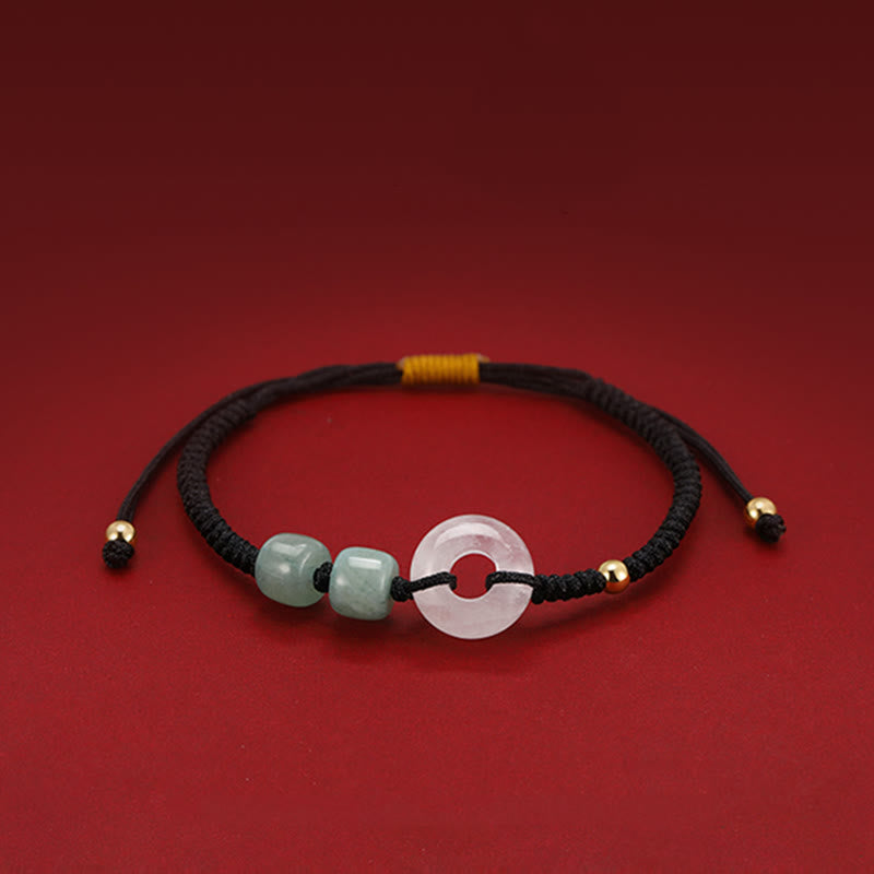 Buddha Stones, 2 uds., aventurina verde, Jade blanco, hebilla de la paz, pulsera trenzada para pareja de la suerte