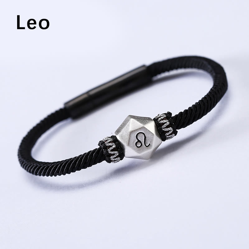 Pulsera de hilo hecha a mano con protección de las 12 constelaciones del zodíaco de plata de ley 999 con Buddha Stones