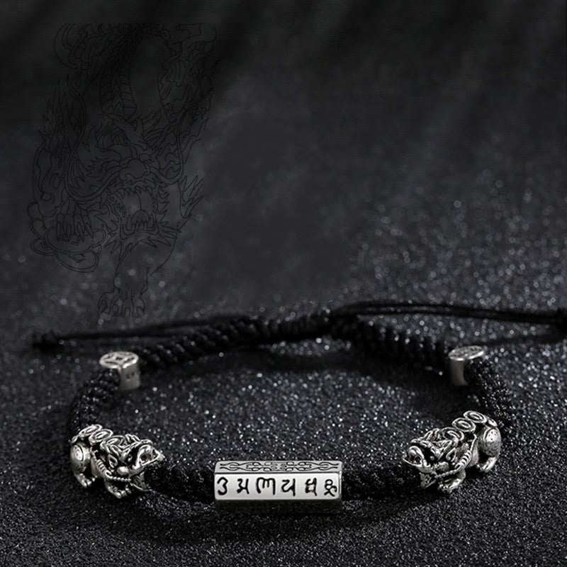 Pulsera de cuerda Om Mani Padme Hum con moneda de cobre Feng Shui doble de piedras de Buddha Stones - image 13