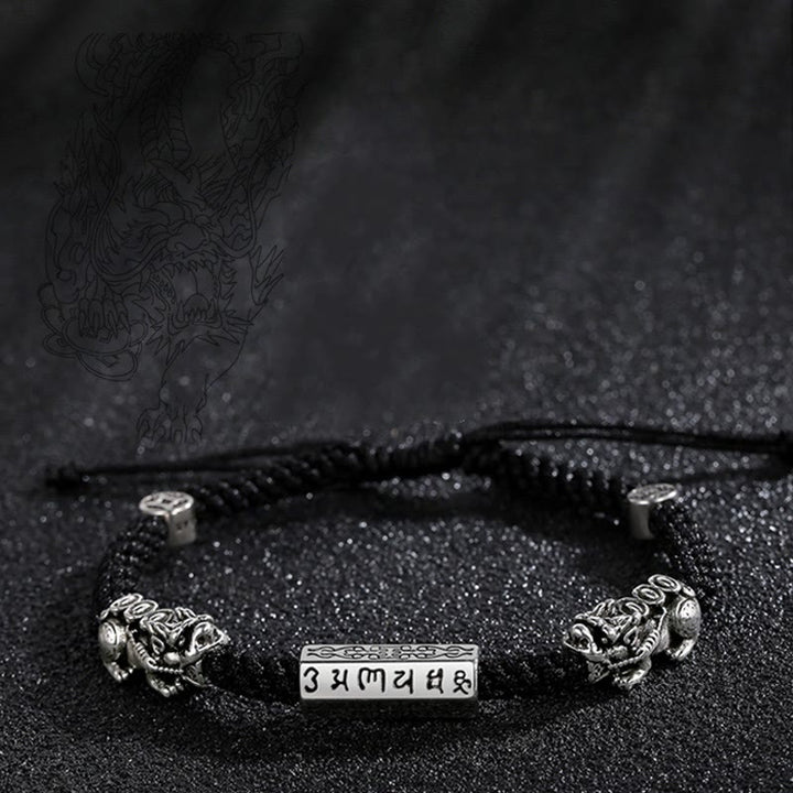 Pulsera de cuerda Om Mani Padme Hum con moneda de cobre Feng Shui doble de piedras de Buddha Stones - image 13