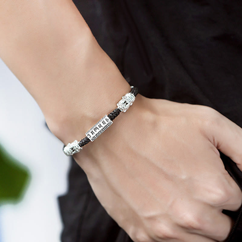 Pulsera de cuerda Om Mani Padme Hum con moneda de cobre Feng Shui doble de piedras de Buddha Stones - image 9