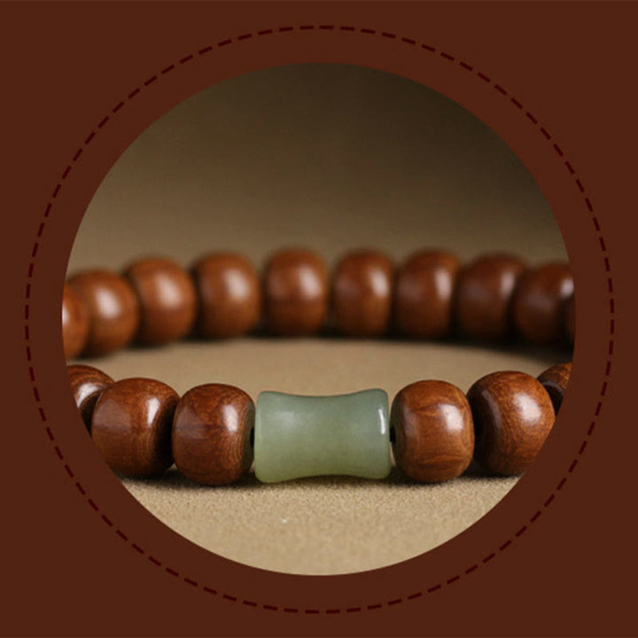 Buddha Stones Natural Abelia Biflora madera Hetian Jade cuentas de bambú para protegerse de los espíritus malignos