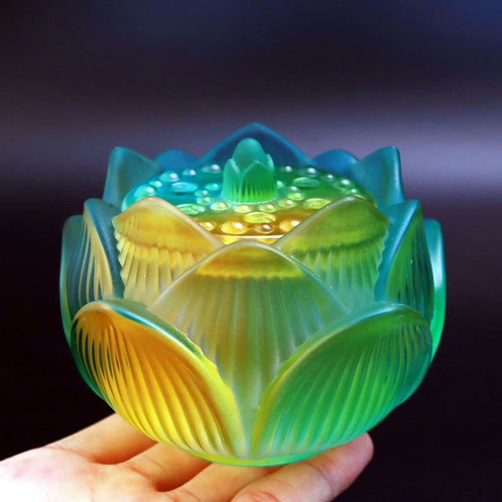 Quemador de incienso de meditación curativa de cristal Lotus Liuli