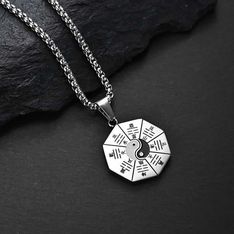Colgante de collar de equilibrio de acero de titanio Bagua Yin Yang - Plata - image 6