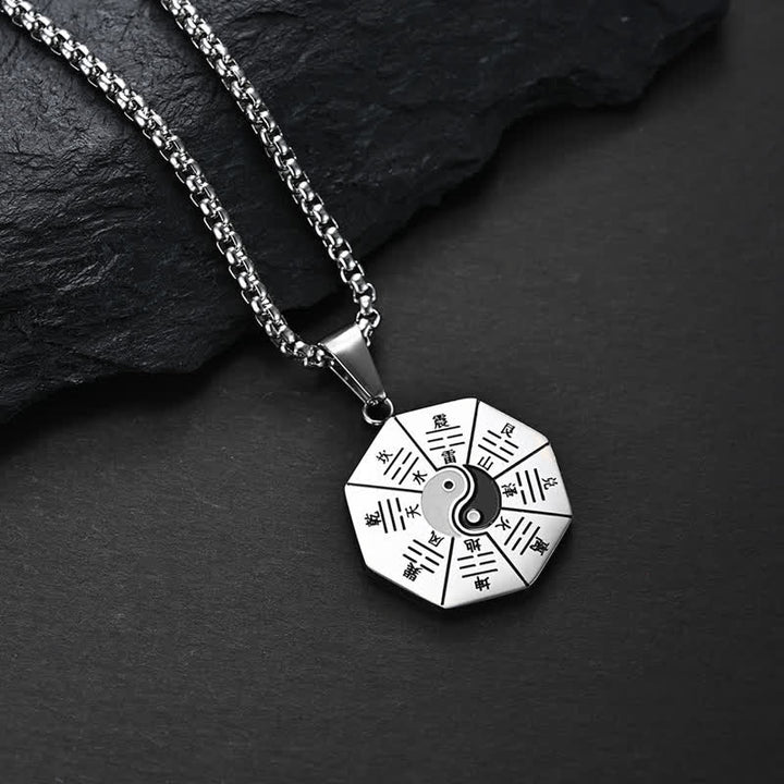 Colgante de collar de equilibrio de acero de titanio Bagua Yin Yang - Plata - image 6