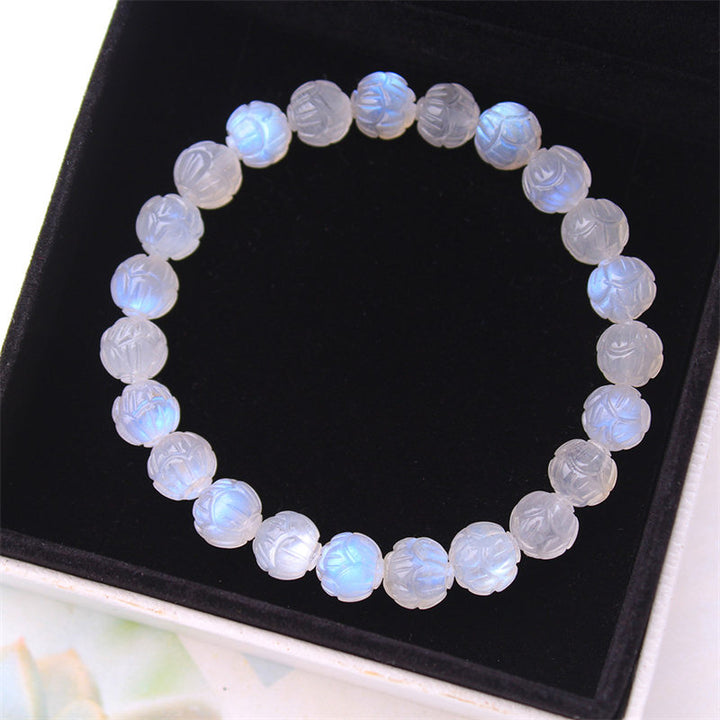 Pulsera de amor de loto de piedra lunar natural de Buddha Stones