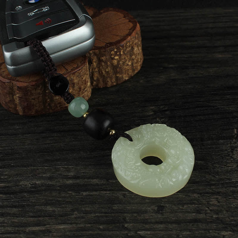 Llavero con hebilla de paz de Jade PiXiu, Buddha Stones , abundancia y riqueza