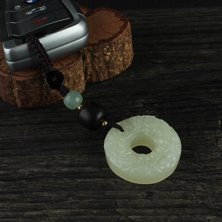 Llavero con hebilla de paz de Jade PiXiu, Buddha Stones , abundancia y riqueza