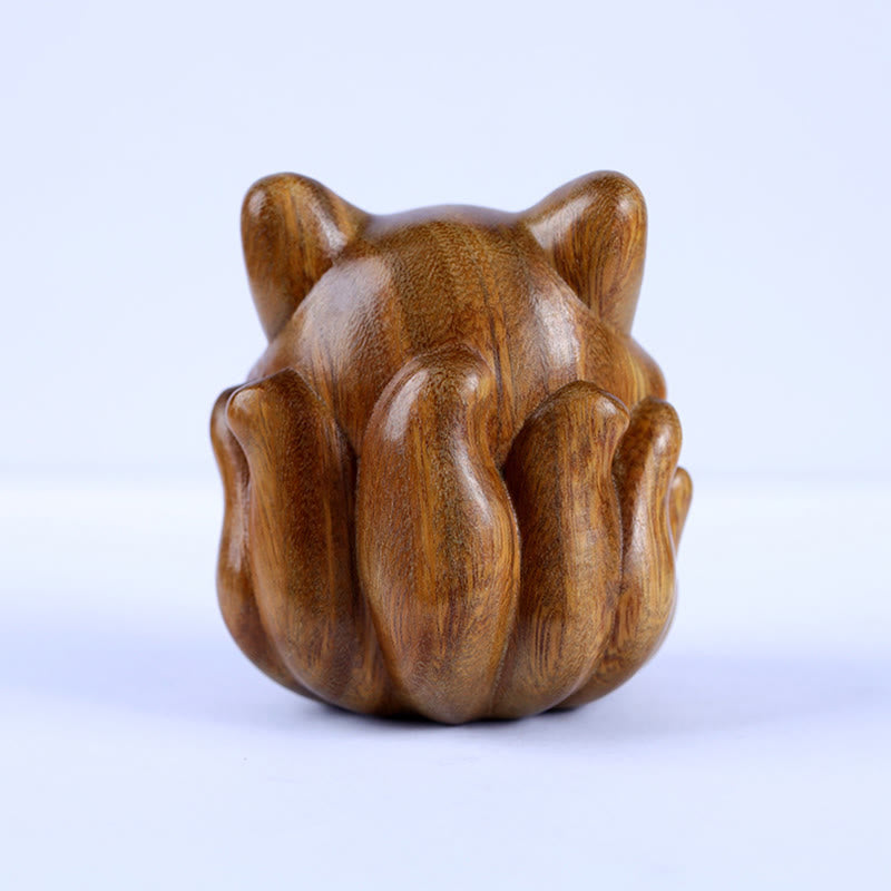 Miniatura de zorro de nueve colas, Buddha Stones, marfil, fruta, sándalo, sándalo verde, decoración bendita
