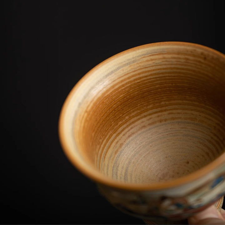 Taza de té de cerámica Gaiwan Sancai de Dunhuang Flying Apsaras con Buddha Stones, taza de té de Kung Fu con tapa