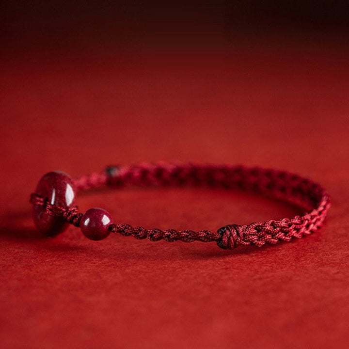 Pulsera tobillera con hebilla de paz de cinabrio hecha a mano con Buddha Stones, abalorio seguro y saludable, pulsera de bendición