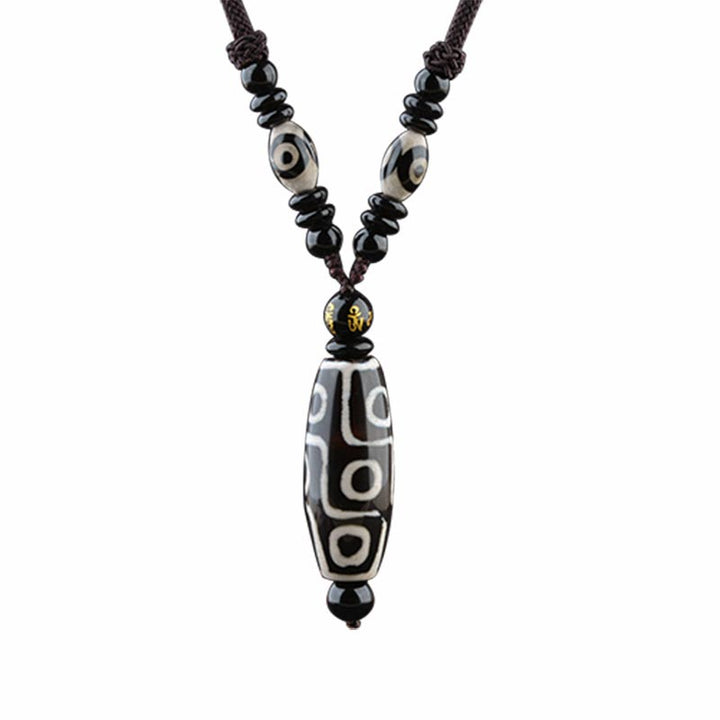 Collar de protección de la riqueza con cuentas Dzi de nueve ojos y Buddha Stones