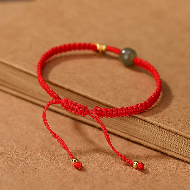 Pulsera de hilo rojo con Buddha Stones , plata de ley 925, Jade hetiano, bendición, riqueza