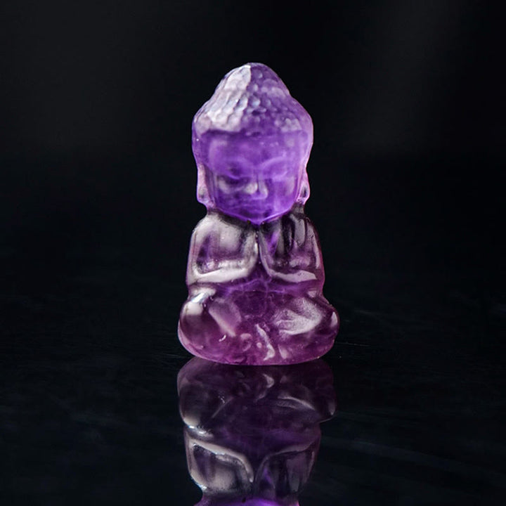 Buddha Stones Varios Cristal Amatista Cristal Rosa Cristal Blanco Citrino Buda Tallado Collar de Curación Espiritual Colgante Decoración