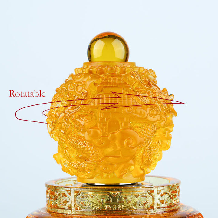 Buddha Stones Feng Shui dragón auspicioso hecho a mano Liuli cristal giratorio pieza de arte suerte decoración de la Oficina del hogar