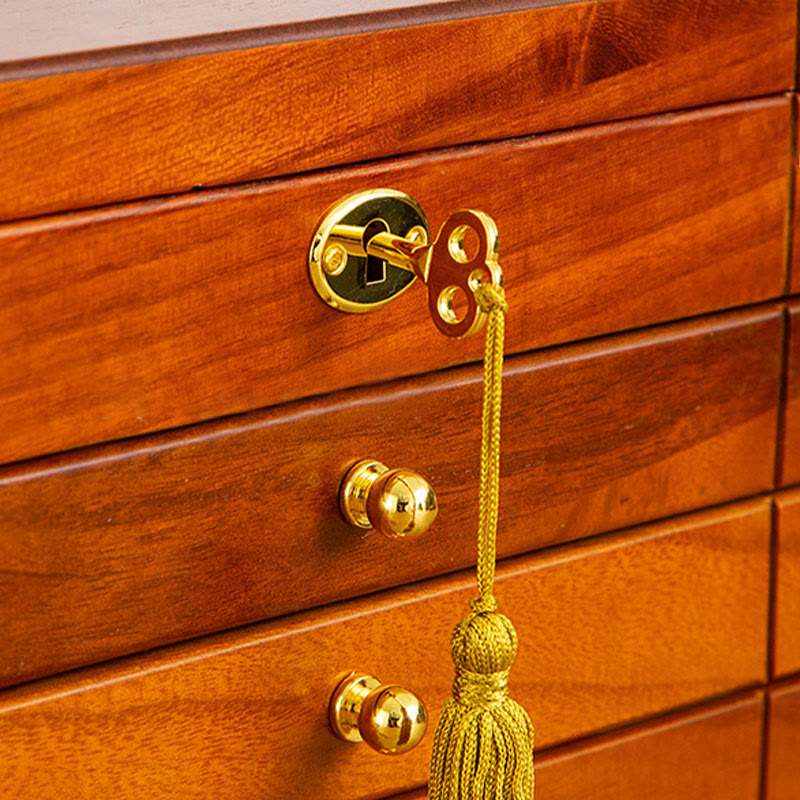 Caja de joyería de madera maciza retro con Buddha Stones, caja de almacenamiento de joyería de madera de cuatro capas