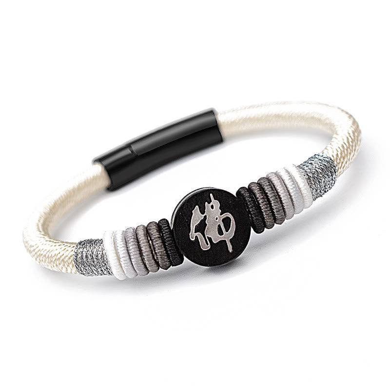 Pulsera de cuerda hecha a mano de ébano con personaje de Buda de Buddha Stones