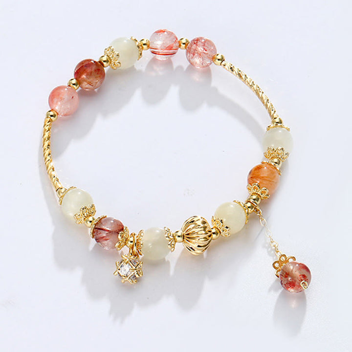 Pulsera de cuentas auspiciosas con circonita y ojo de gato de cuarzo rutilado colorido - image 2