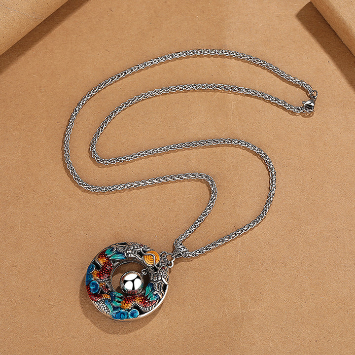 Colgante de collar de protección de cobre con cuentas de juego de dragones dobles coloridos del Año del Dragón de Buddha Stones