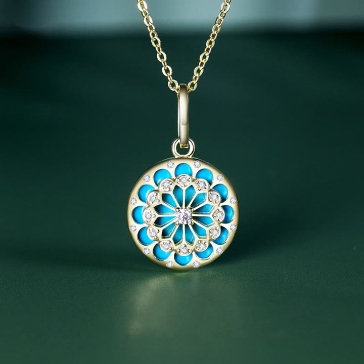 Colgante de plata de ley 925 con Buddha Stones , redondo, turquesa, circonita, protección, fuerza