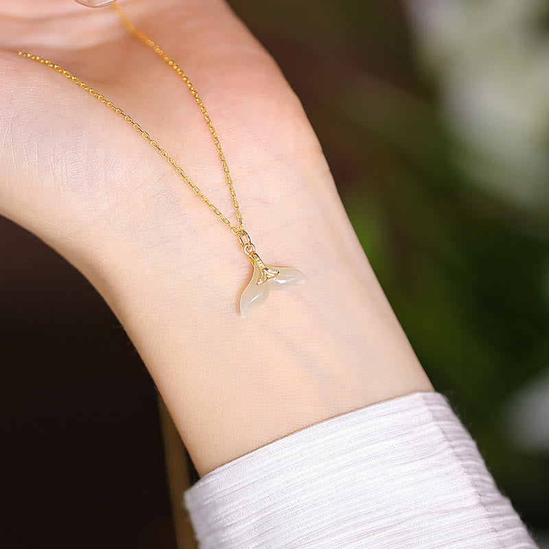 Collar con colgante de mariposa de Buda sonriente de la suerte, Jade cian Natural de Plata de Ley 925 - Cola de pescado - image 25