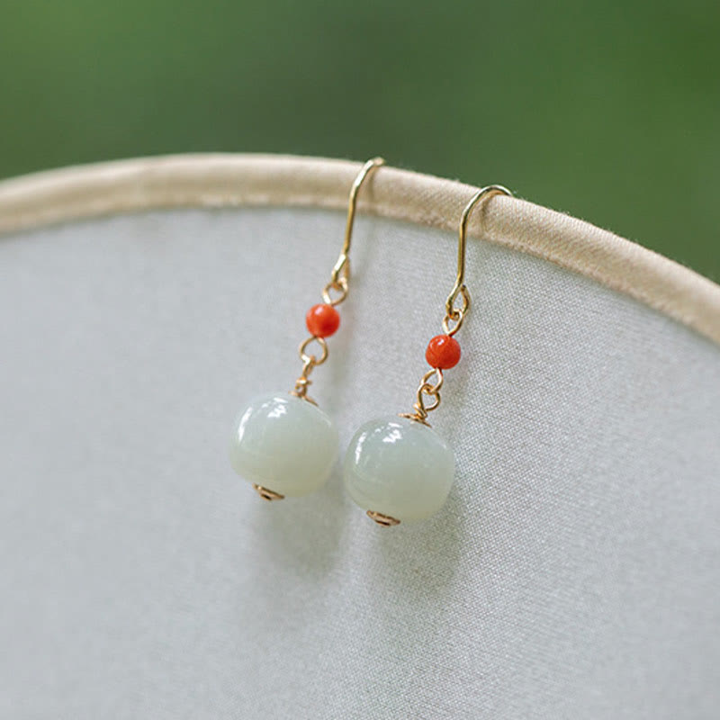 Pendientes colgantes de jade hetiano y ágata roja con Buddha Stones , chapados en plata de ley 925 y oro de 14 quilates. - image 12