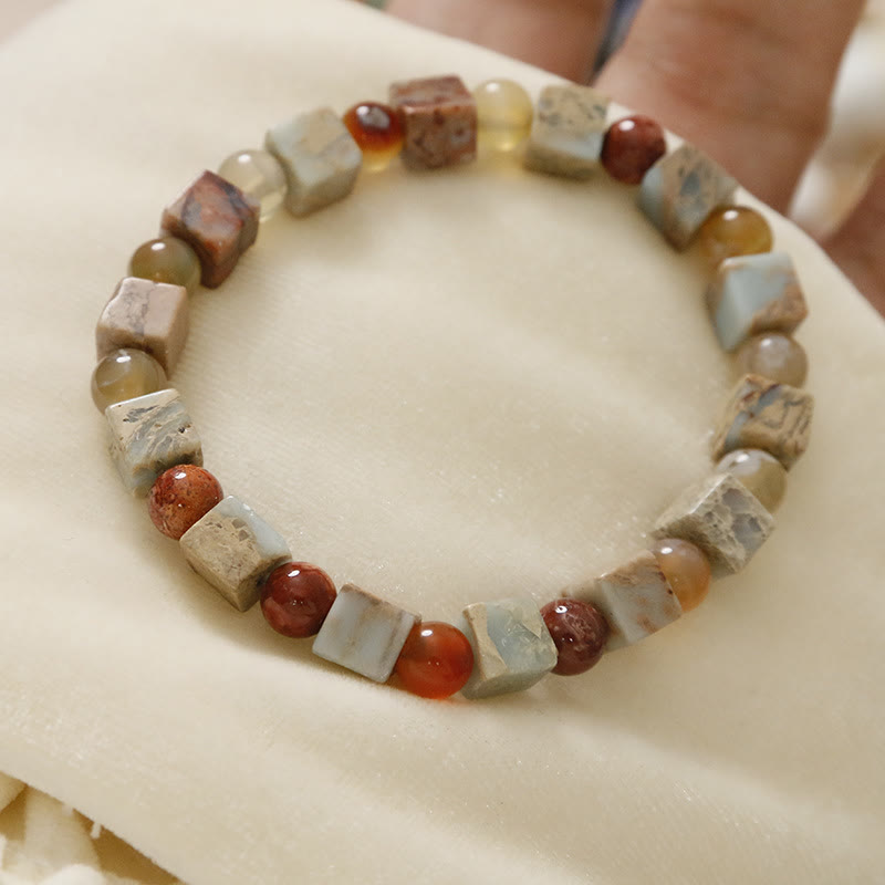 Pulsera de protección de ágata jaspe de sedimento marino de piedra natural de Buddha Stones