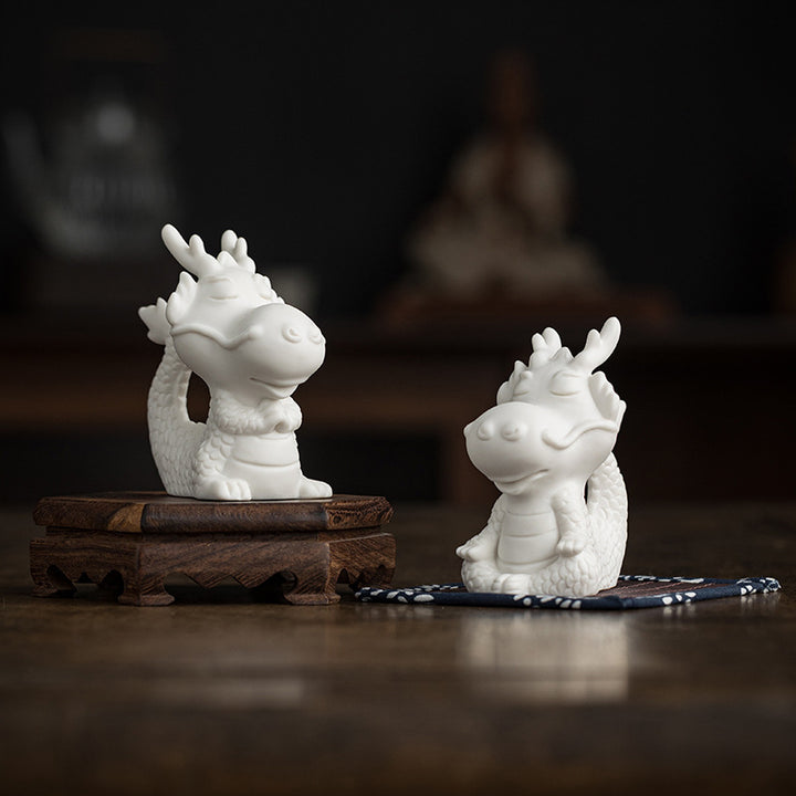 Buddha Stones, año del dragón, suerte, porcelana blanca, cerámica, té, mascota, decoración del hogar
