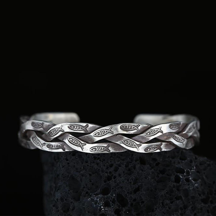 Brazalete con diseño retorcido de peces Koi y Buddha Stones, pulsera de la suerte y la riqueza
