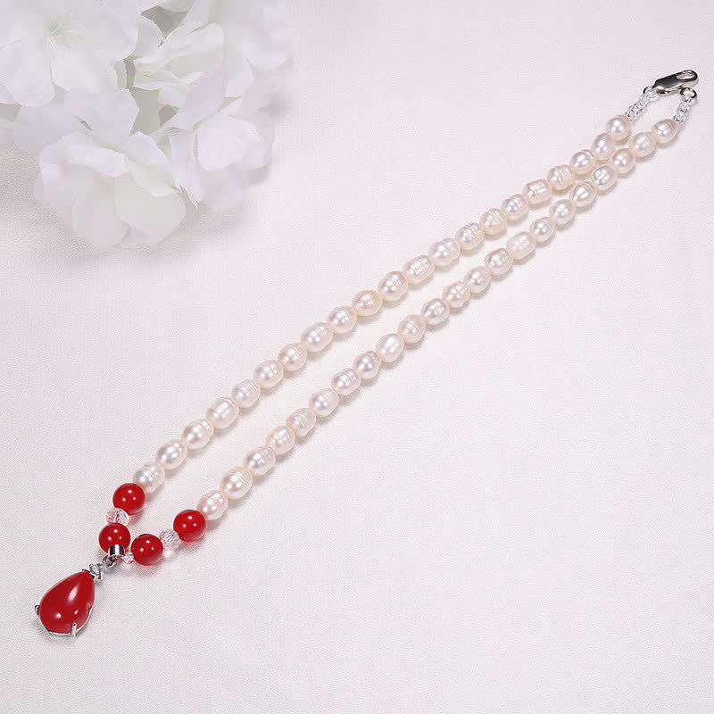 Colgante de collar de paz con cuentas de perlas y gotas de agua