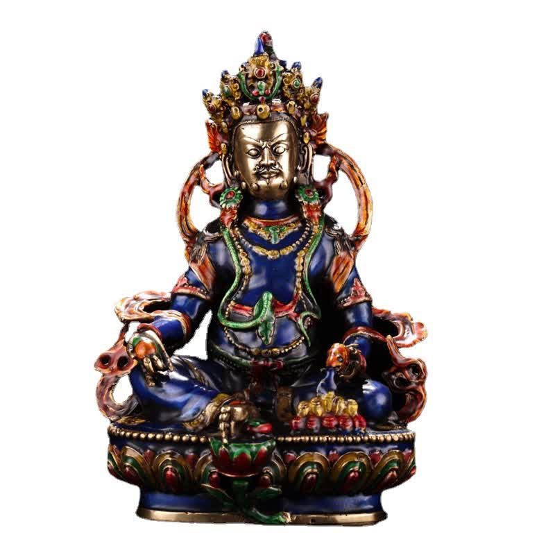 Estatuilla amarilla de Jambhala Bodhisattva, estatua de cobre de serenidad, decoración del hogar