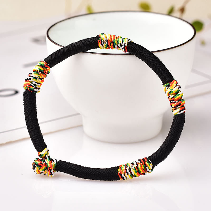 Pulsera de cuerda trenzada de protección de la suerte con nudo King Kong colorido hecho a mano tibetano con Buddha Stones