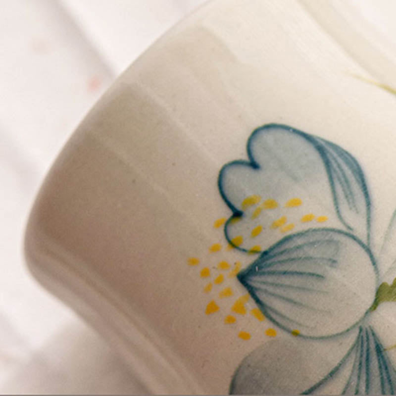 Taza de té de cerámica de flor de loto pintada a mano con Buddha Stones, taza de té de Kung Fu