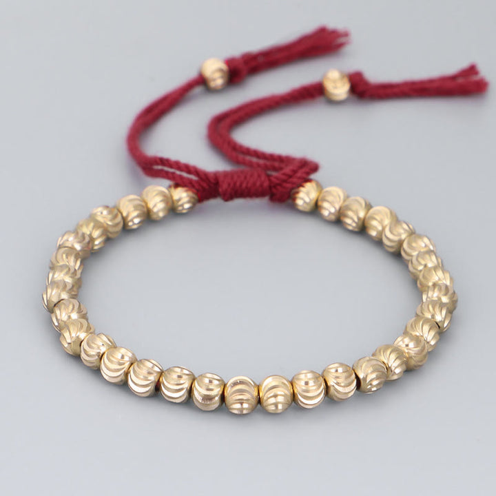 Pulsera de hilo de la suerte con cuentas de cobre hechas a mano tibetana con Buddha Stones