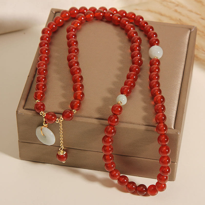 Pulsera de triple envoltura con hebilla de la paz, jade, ágata roja natural, Buddha Stones